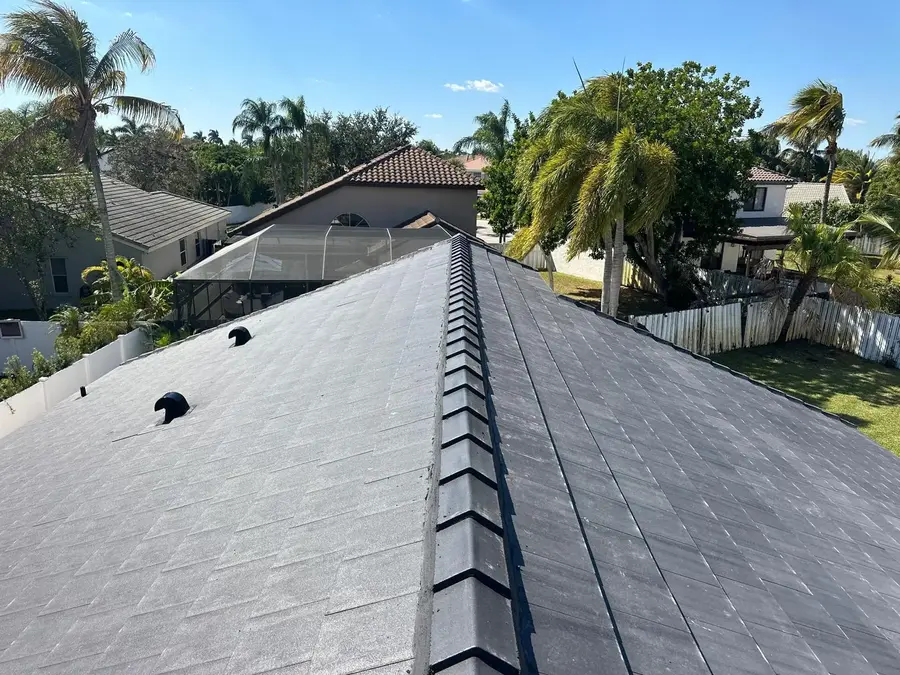 Completed concrete tile roof installed by M&M Roofing in South Florida